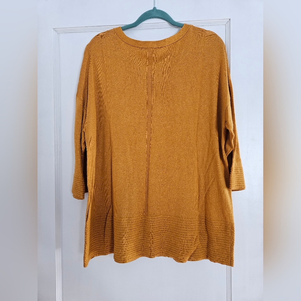 Cyrus Mustard/Orange Crew Neck 3/4 Blouse - Picture 2 of 5